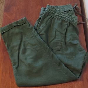 Soft dark green old navy pants linen blend